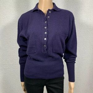 Vintage Women's Lambs Wool Angora Rabbit Hair Pullover Henley Sweater